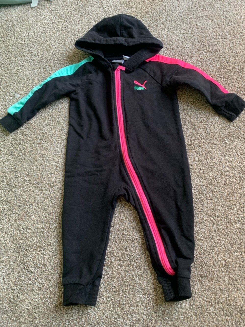 Puma Kids Black One-Piece with Pink and Aqua Accents